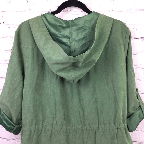 Papaya Women's Lightweight Hooded 3/4 Roll Up Long Sleeve Green Jacket M - Picture 5 of 11